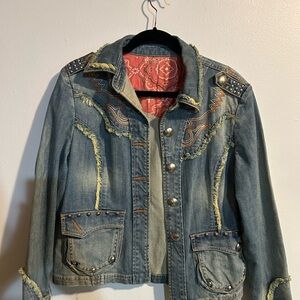 Double D Ranch Blue Jean Jacket with Studded Details